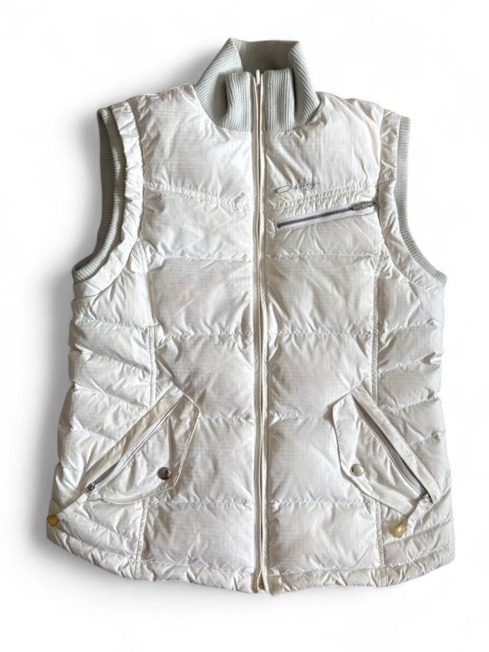 Women's Oakley White Puffer Vest - Sleeveless Coat